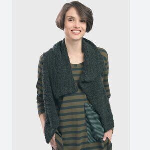 Alembika Crossover Snap Front Boucle Vest Forest Green Size Medium